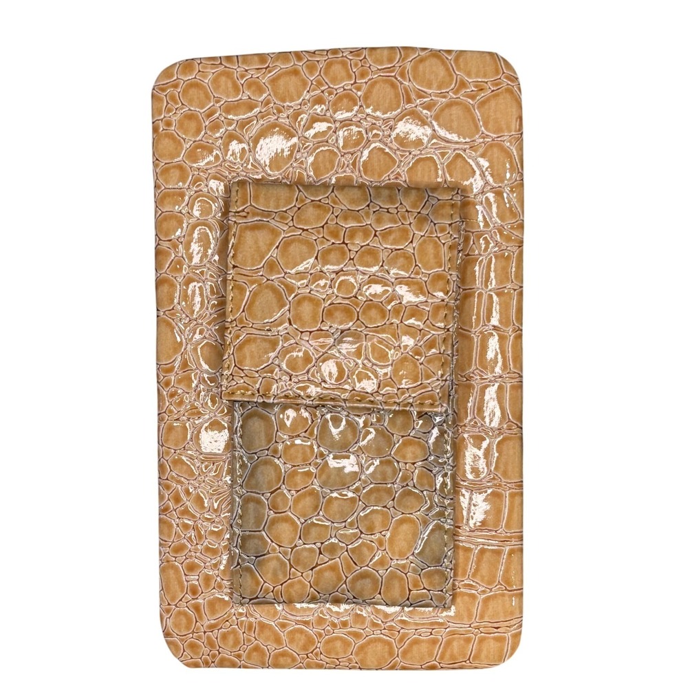 Faux Crocodile Leather 3 Piece Wallet Beige Card Holder Strap Bill Folder Wallet